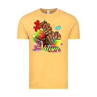 Vintage Mustard Black woman Autism nails Vintage Tee - NancyCooperArtShop