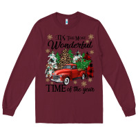 Burgundy its the most wonderful time of the year Long Sleeve Tee - CowGirlArtShop