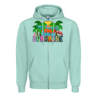 Seafoam My Favorite Coloris Sunshine Zipper Hoodie - CowhideDigitalArt