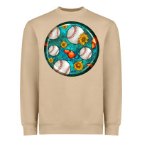 Mushroom baseball with sunflower round earrings Heavyweight Sweatshirt - BundleAndBundleShop