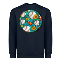 Navy baseball with sunflower round earrings Heavyweight Sweatshirt - BundleAndBundleShop