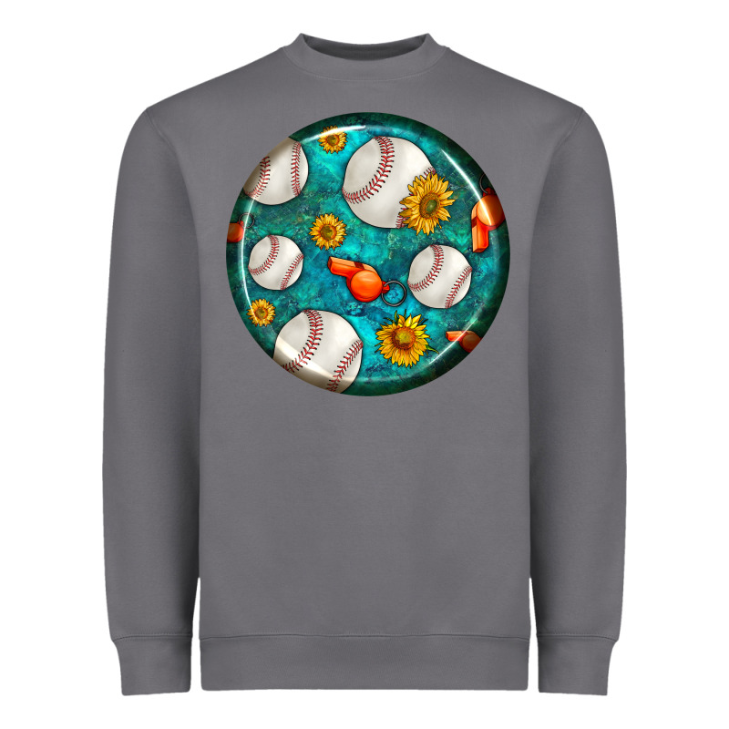 Baseball With Sunflower Round Earrings Heavyweight Sweatshirt by BundleAndBundleShop | Teevron