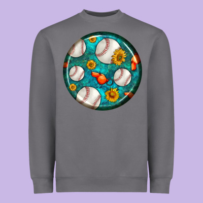Baseball With Sunflower Round Earrings Heavyweight Sweatshirt Designed By Bundleandbundleshop
