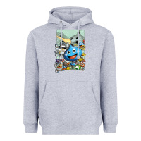 Heather Grey dragon quest slime print Heavyweight Hoodie - lanVoArt