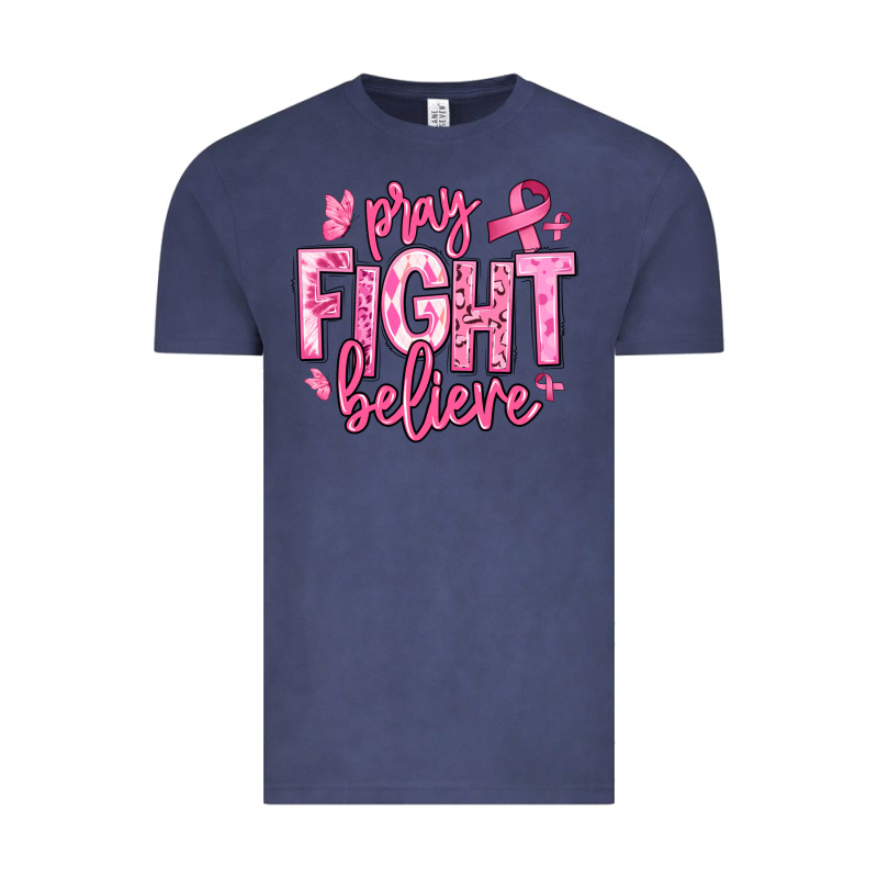 Pray Fight Believe Breast Cancer Vintage Tee by texasbilliewilder | Teevron