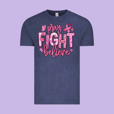 Pray Fight Believe Breast Cancer Vintage Tee Designed By Texasbilliewilder