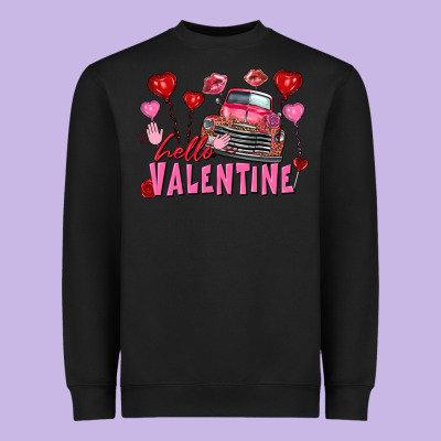 Hello Valentine Valentine's Day Truck Heavyweight Sweatshirt Designed By Fadigitalartstudio