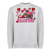 Heather Grey hello valentine valentine's day truck Heavyweight Sweatshirt - FaDigitalArtStudio