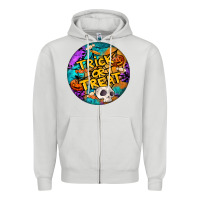 Dove Grey Trick Or Treat Hallowen Round Zipper Hoodie - LillyAllenDesigns