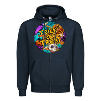 Navy Trick Or Treat Hallowen Round Zipper Hoodie - LillyAllenDesigns