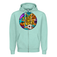 Seafoam Trick Or Treat Hallowen Round Zipper Hoodie - LillyAllenDesigns