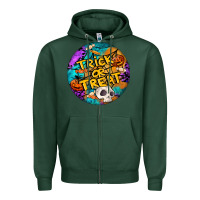 Sports Green Trick Or Treat Hallowen Round Zipper Hoodie - LillyAllenDesigns