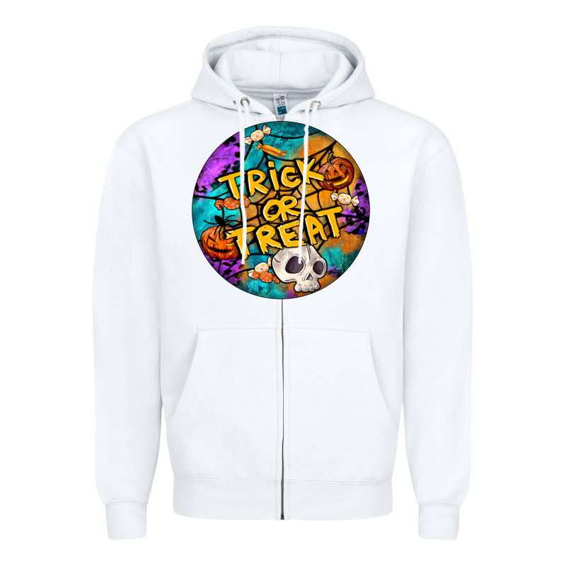 Trick Or Treat Hallowen Round Zipper Hoodie by LillyAllenDesigns | Teevron