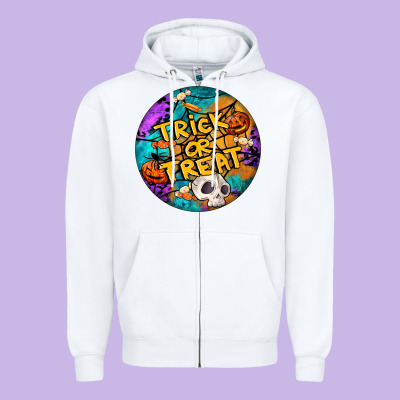 Trick Or Treat Hallowen Round Zipper Hoodie Designed By Lillyallendesigns