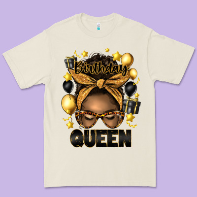Birthday Queen Afro Messy Bun Premium Tee Designed By Artiststas
