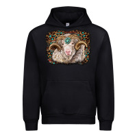 Black merino ram with leopard background Urban Hoodie - BarkalooDesign