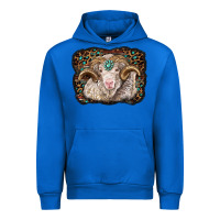 Cobalt merino ram with leopard background Urban Hoodie - BarkalooDesign