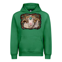Emerald merino ram with leopard background Urban Hoodie - BarkalooDesign