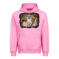 Fuchsia Pink merino ram with leopard background Urban Hoodie - BarkalooDesign