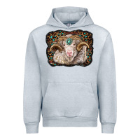 Heather Grey merino ram with leopard background Urban Hoodie - BarkalooDesign