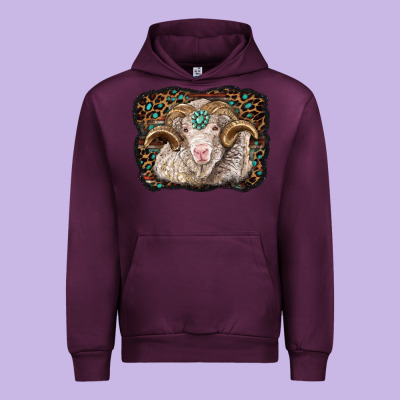 Merino Ram With Leopard Background Urban Hoodie Designed By Barkaloodesign