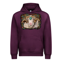 Mauve Wine merino ram with leopard background Urban Hoodie - BarkalooDesign