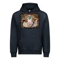 Navy merino ram with leopard background Urban Hoodie - BarkalooDesign