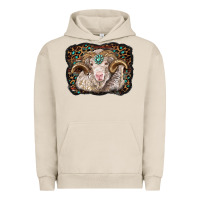 Pigment French Oak merino ram with leopard background Urban Hoodie - BarkalooDesign
