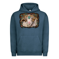 Pigment Midnight Navy merino ram with leopard background Urban Hoodie - BarkalooDesign