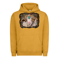 Pigment Peanut Butter merino ram with leopard background Urban Hoodie - BarkalooDesign