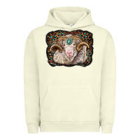 Pigment Pistachio merino ram with leopard background Urban Hoodie - BarkalooDesign