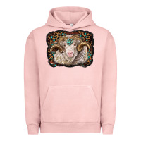 Pigment Salmon merino ram with leopard background Urban Hoodie - BarkalooDesign