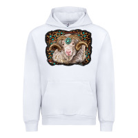 White merino ram with leopard background Urban Hoodie - BarkalooDesign