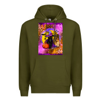 Army Green witchy cat Premium Hoodie - BundleAndBundleShop