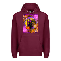 Burgundy witchy cat Premium Hoodie - BundleAndBundleShop