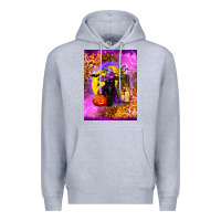 Heather Grey witchy cat Premium Hoodie - BundleAndBundleShop