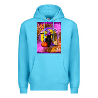 Ocean Blue witchy cat Premium Hoodie - BundleAndBundleShop