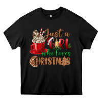 Black just a girl who loves christmas Heavy Core Tee - BundleAndBundleShop