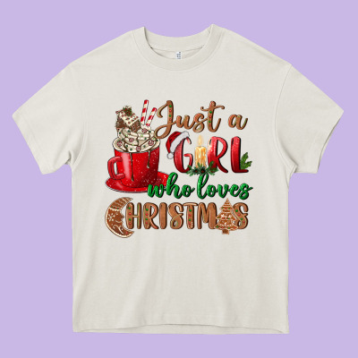Just A Girl Who Loves Christmas Heavy Core Tee Designed By Bundleandbundleshop