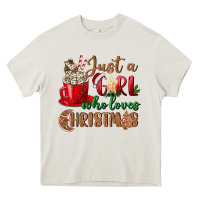 Cream just a girl who loves christmas Heavy Core Tee - BundleAndBundleShop