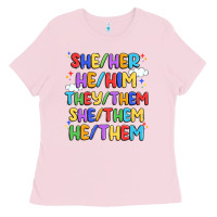 Bubblegum Pink pride pronouns Ladies Tee - Artiststas