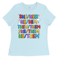 Baby Blue pride pronouns Ladies Tee - Artiststas