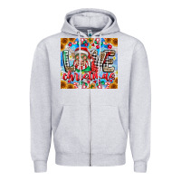 Heather Grey Love Christmas highland cow Zipper Hoodie - CowhideDigitalArt