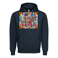 Navy Love Christmas highland cow Zipper Hoodie - CowhideDigitalArt
