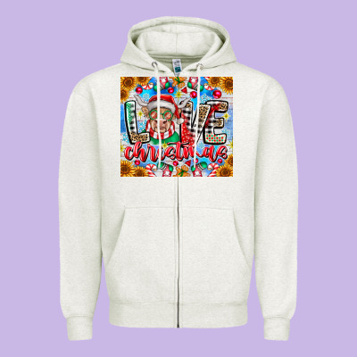 Love Christmas Highland Cow Zipper Hoodie Designed By Cowhidedigitalart