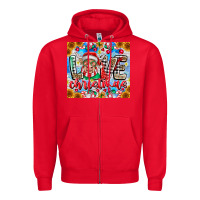 Red Love Christmas highland cow Zipper Hoodie - CowhideDigitalArt