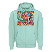 Seafoam Love Christmas highland cow Zipper Hoodie - CowhideDigitalArt