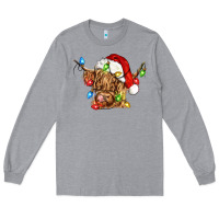 Heather Grey christmas heifer cow Long Sleeve Tee - CowGirlArtShop