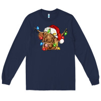 Navy christmas heifer cow Long Sleeve Tee - CowGirlArtShop