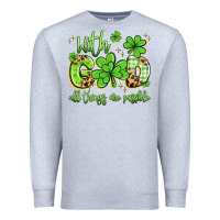 Heather Grey with god all things are possible Premium Sweatshirt - Artiststas